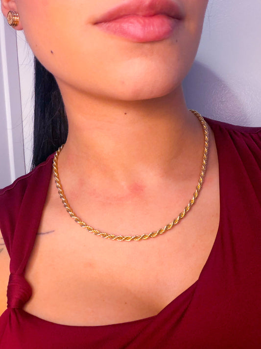 Gold Plated Brazilian Rope Chain Necklace- baiano