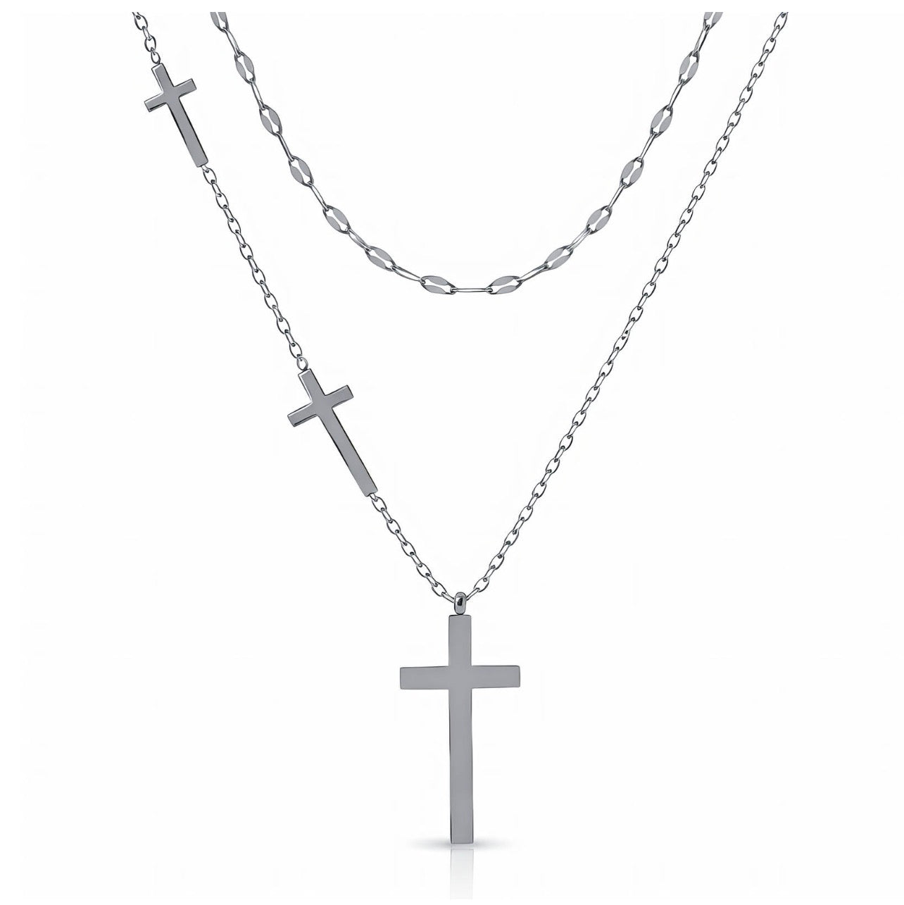 "CROSSES" NECKLACE, STAINLESS STEEL