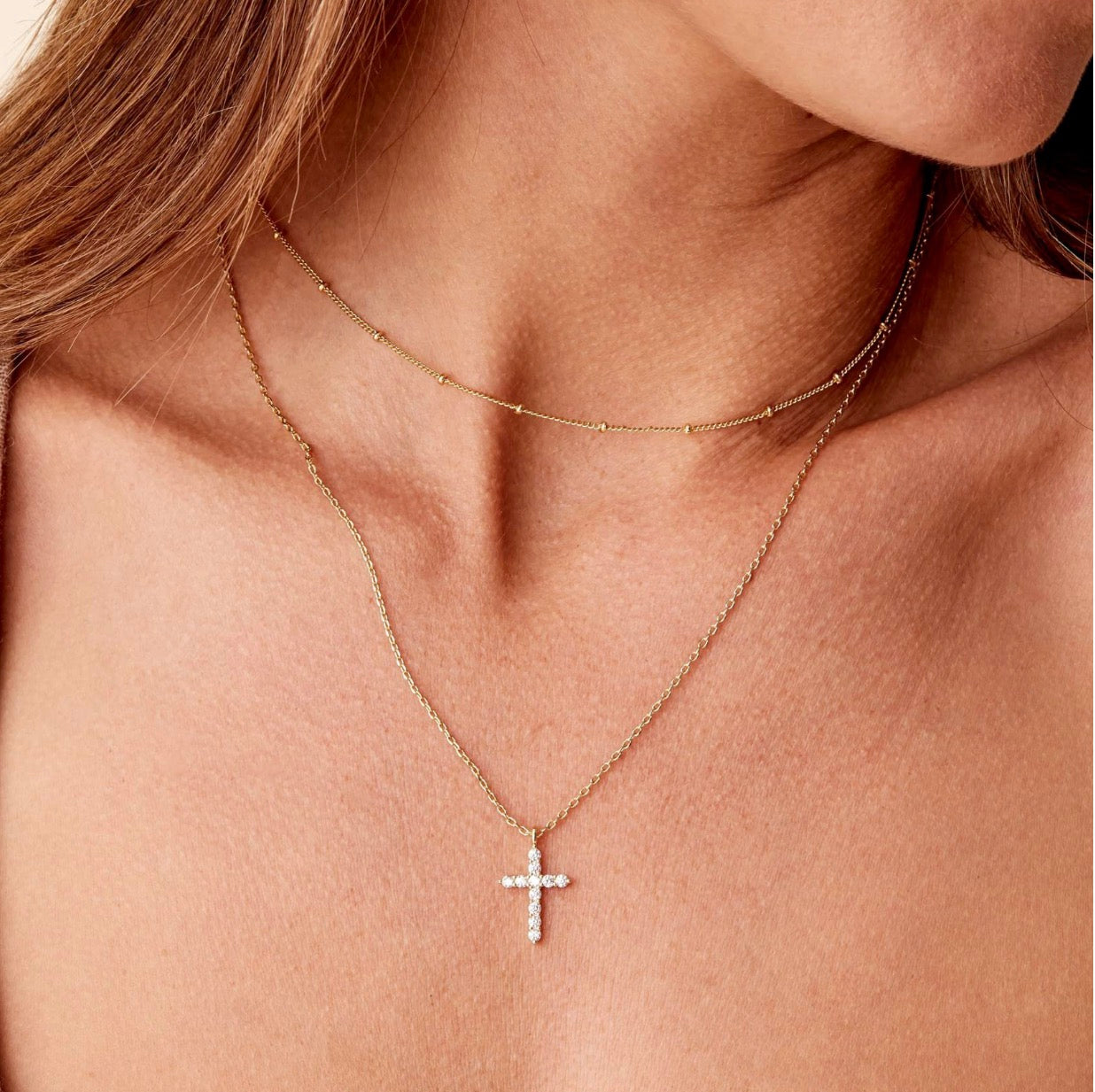 "CROSS" NECKLACE, GOLD