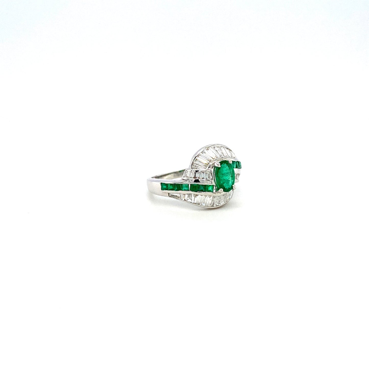 Emerald and Diamond Ring in 18K White Gold - KGR 14190-1
