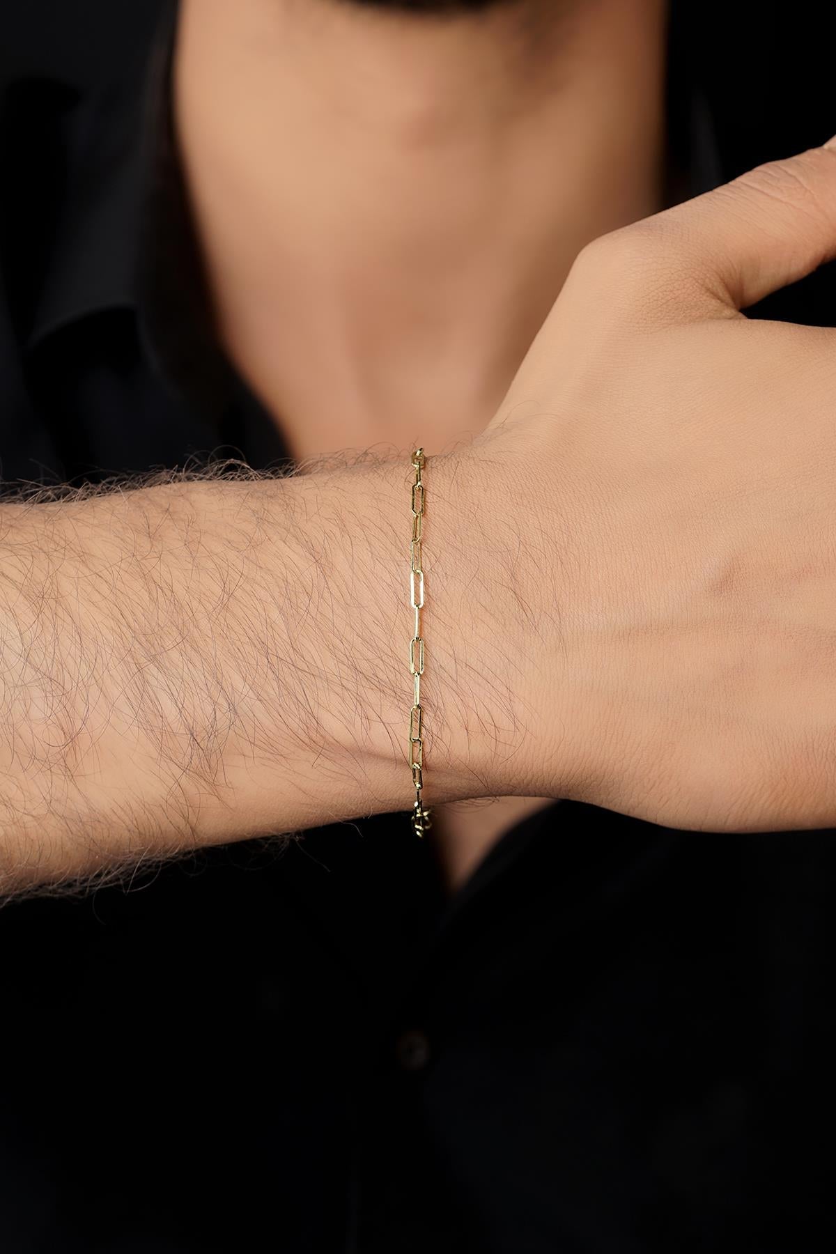 Men's 14ct Gold Paperclip Link Bracelet