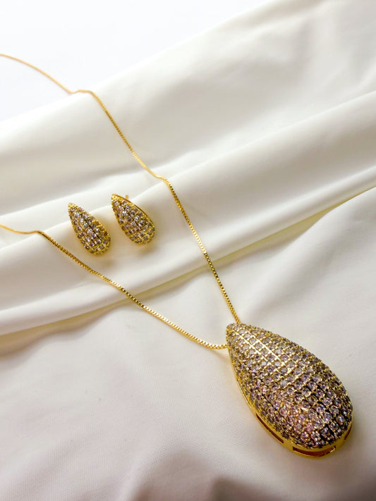 Gold Plated Necklace and Earrings Set