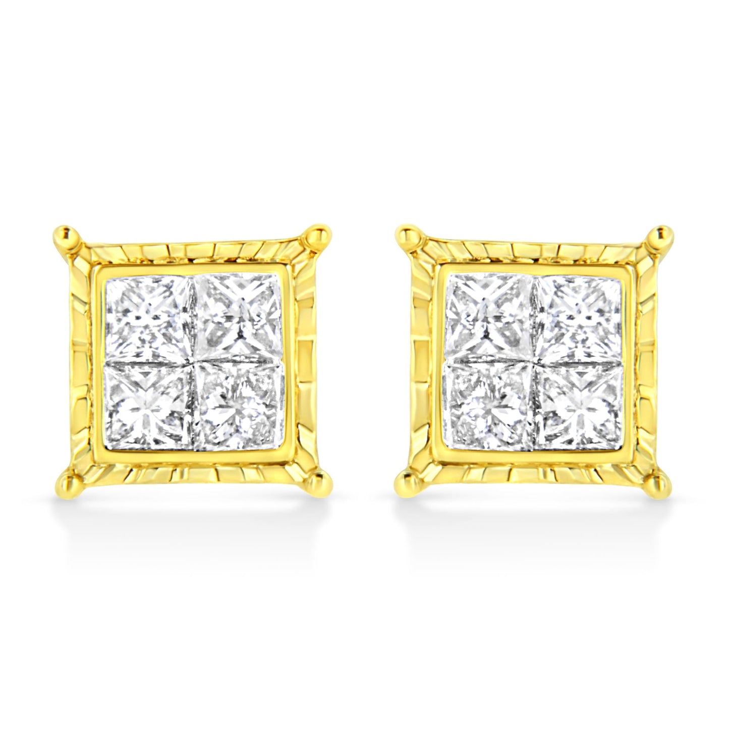 14K White Gold 1.0 Cttw 4-Prong Set Brilliant Round-Cut Solitaire Lab Grown Diamond Push Back Stud Earrings (E-F Color, VVS2-VS1 Clarity)