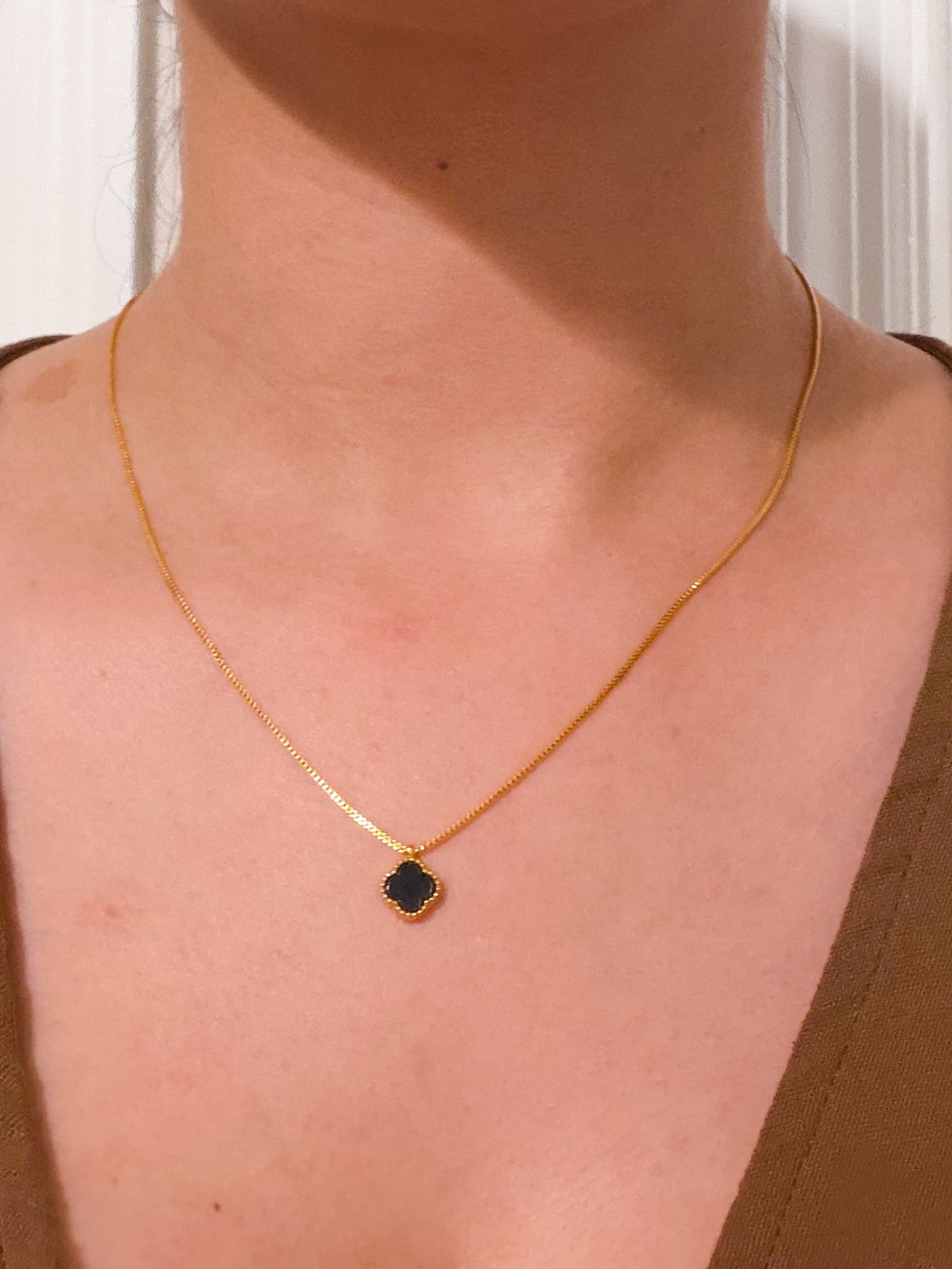 Black Clover necklace gold plated