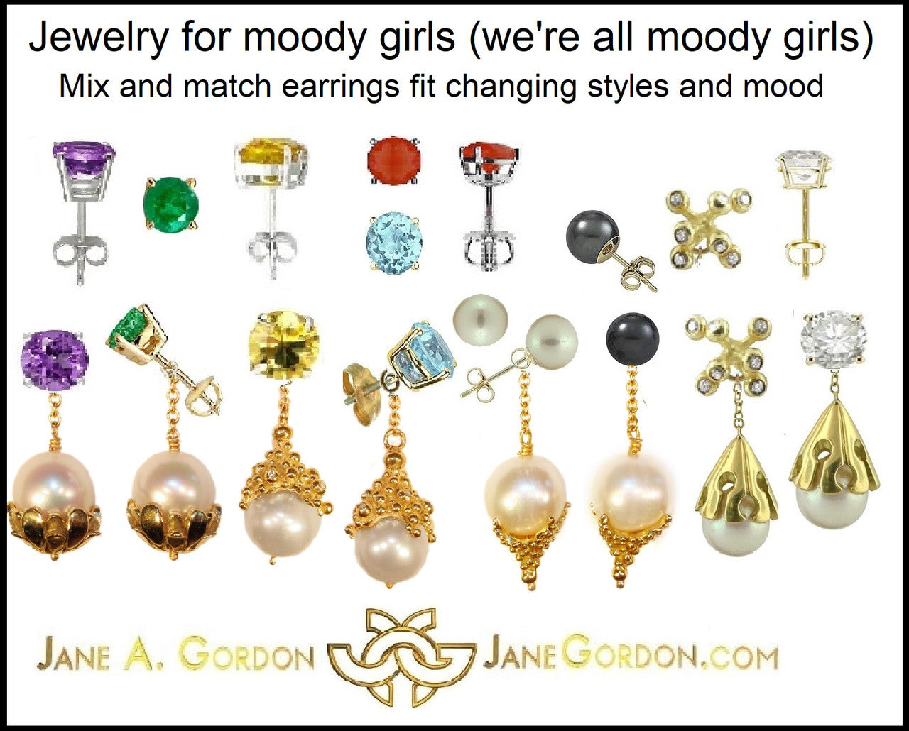 Pearl Drop Earrings-Small Dots in 18K Gold-2