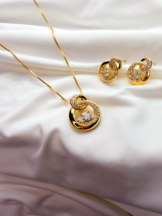 Gold Plated Necklace and Earrings Set