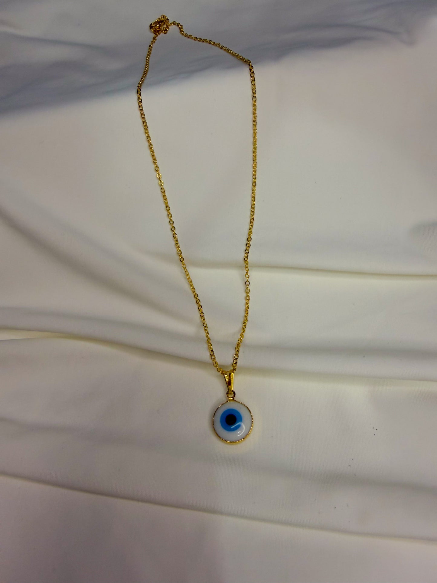 Gold plated necklace evil eye