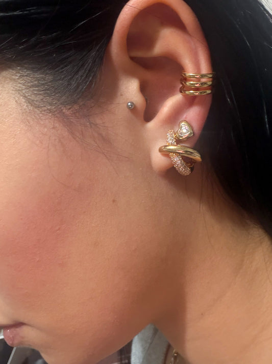 Earrings gold plated + Clip on earrings + Solitaire Earrings