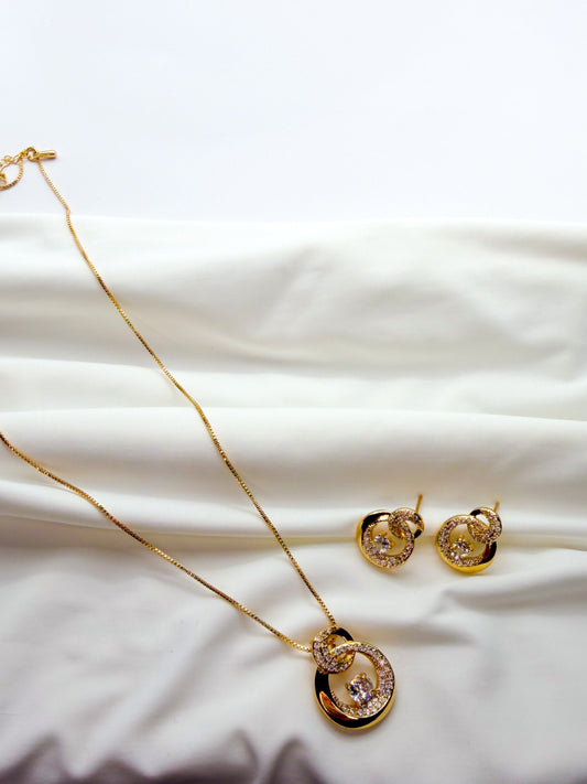 Gold Plated Necklace and Earrings Set