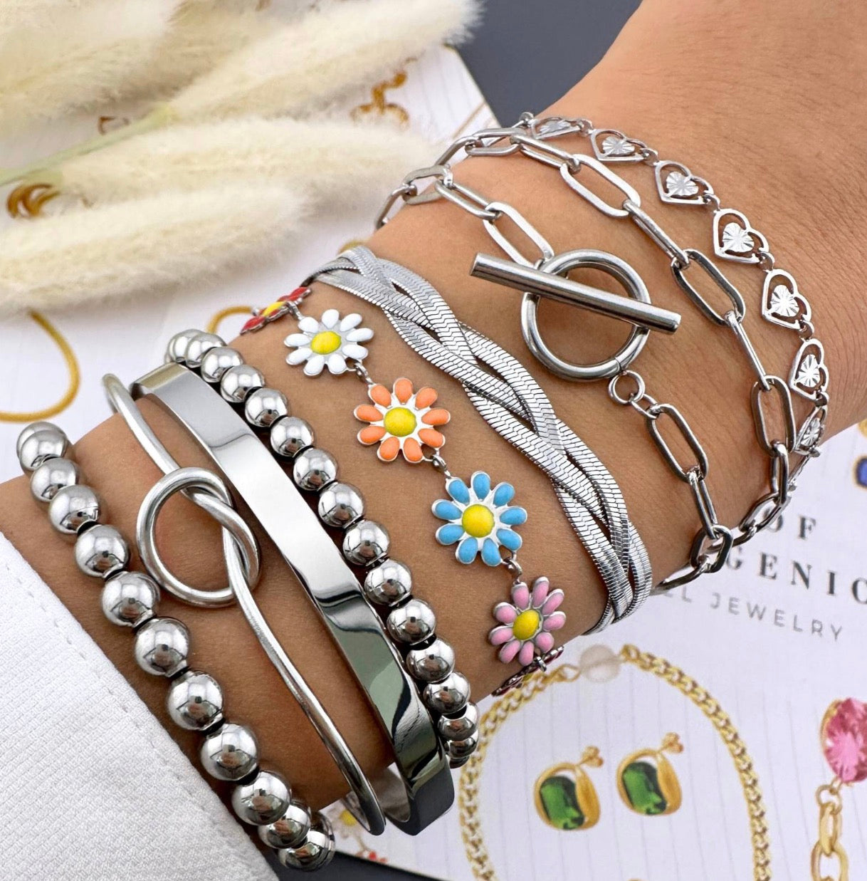 "HEARTS" BRACELET, STAINLESS STEEL