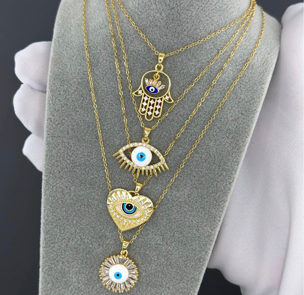 "EVIL EYE" NECKLACE,  GOLD