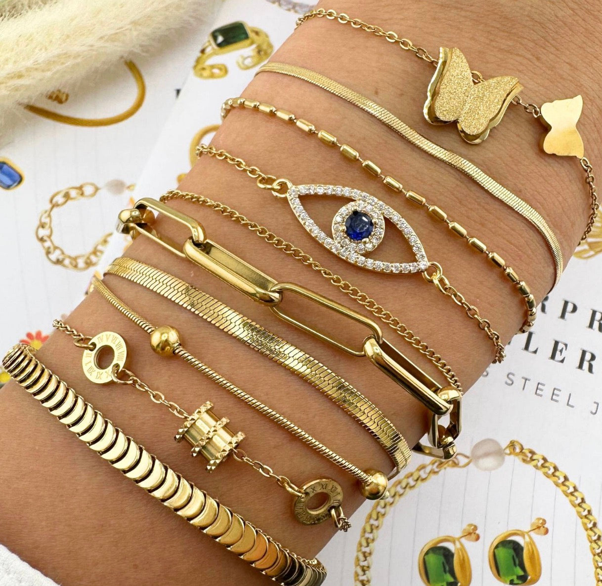 BUTTERFLIES" BRACELET,  GOLD