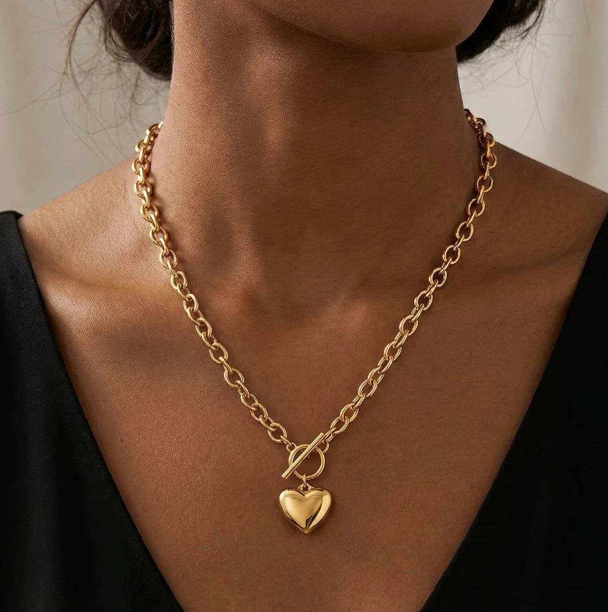 HEART" NECKLACE, GOLD