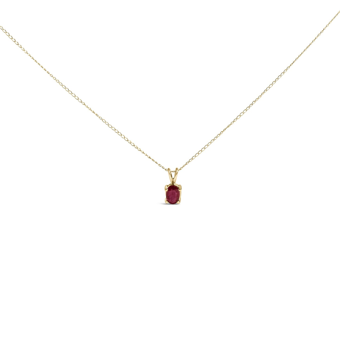 14K Gold 6x4MM Oval Shaped Gemstone Solitaire Pendant Necklace