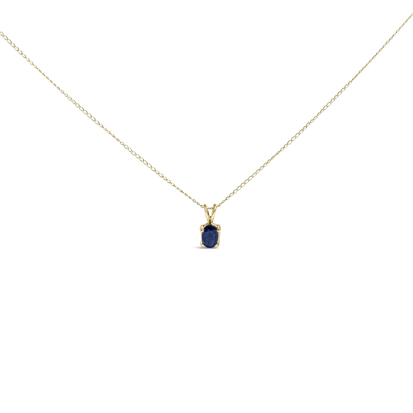14K Gold 6x4MM Oval Shaped Gemstone Solitaire Pendant Necklace