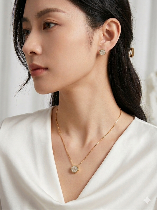 Gold-Plated Necklace and Earrings Set