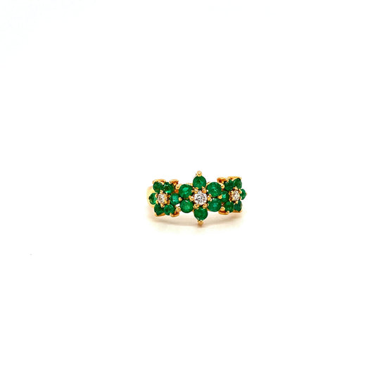 Emerald and Diamond Ring in 18K Yellow Gold - KGR 12587-0