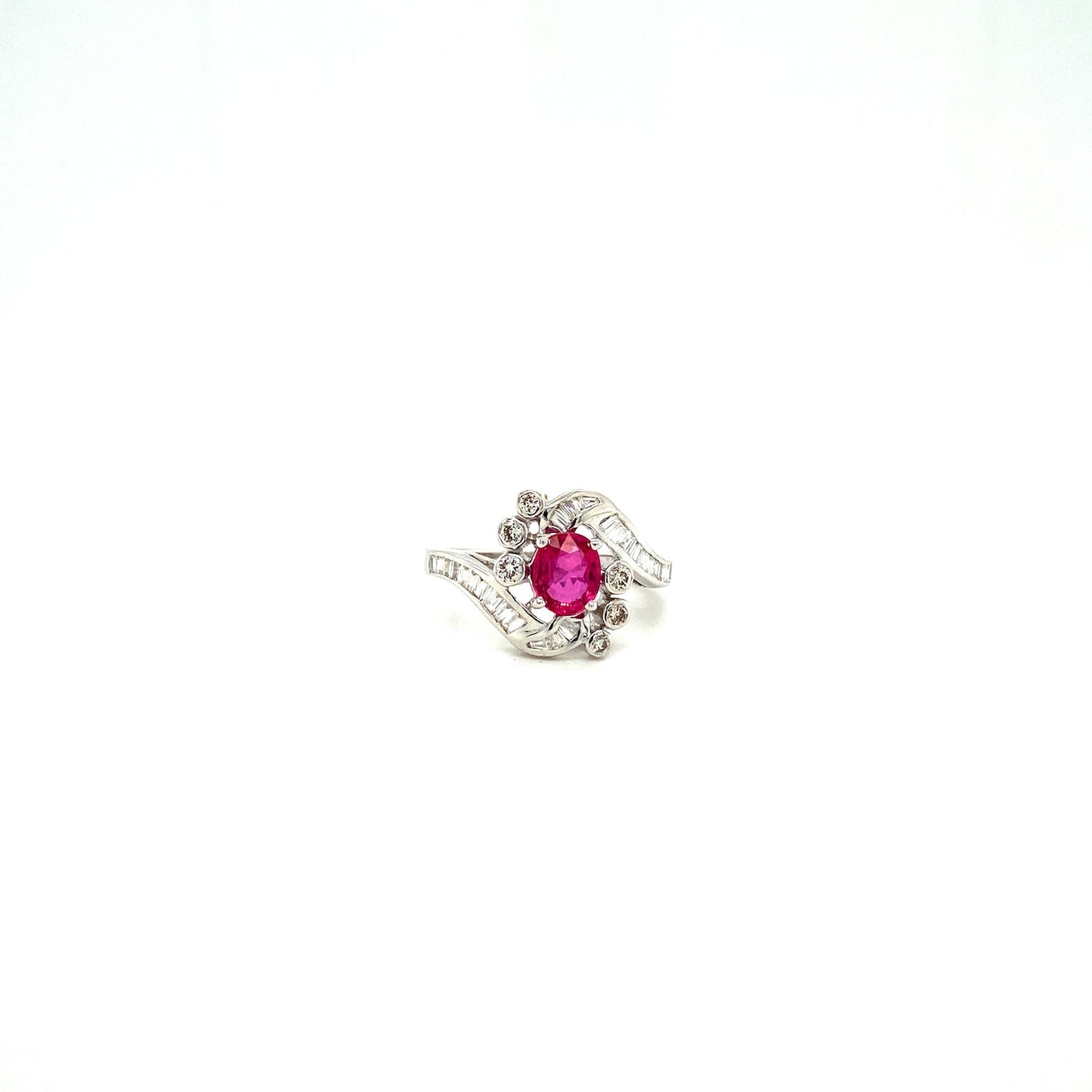 Ruby and Diamond Ring in 18K White Gold - KGR 12741-0