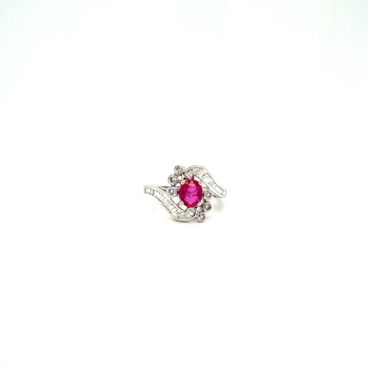 Ruby and Diamond Ring in 18K White Gold - KGR 12741-0