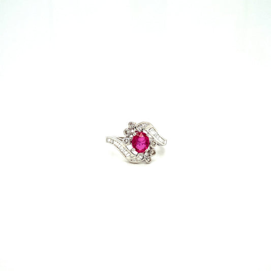 Ruby and Diamond Ring in 18K White Gold - KGR 12741-0