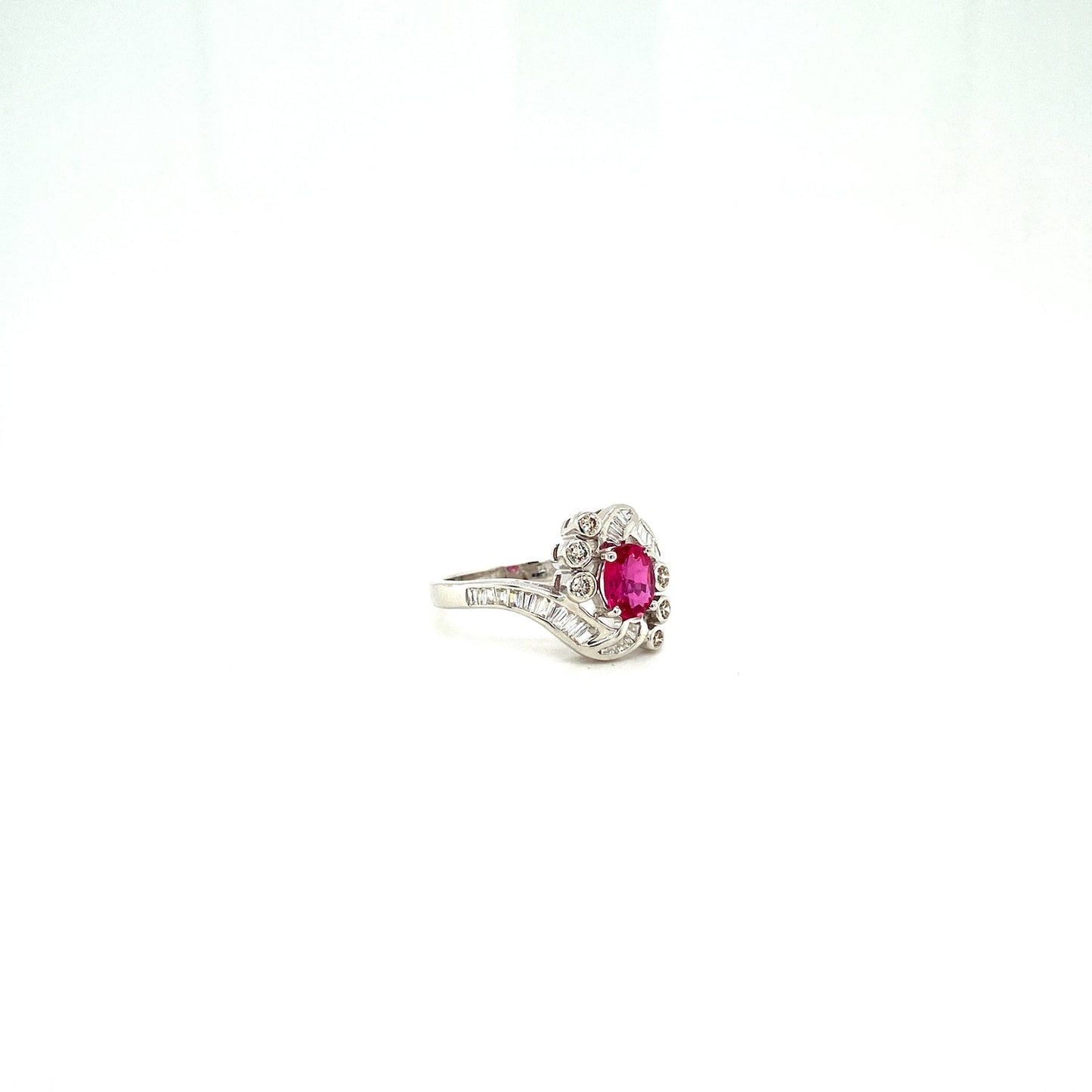 Ruby and Diamond Ring in 18K White Gold - KGR 12741-1