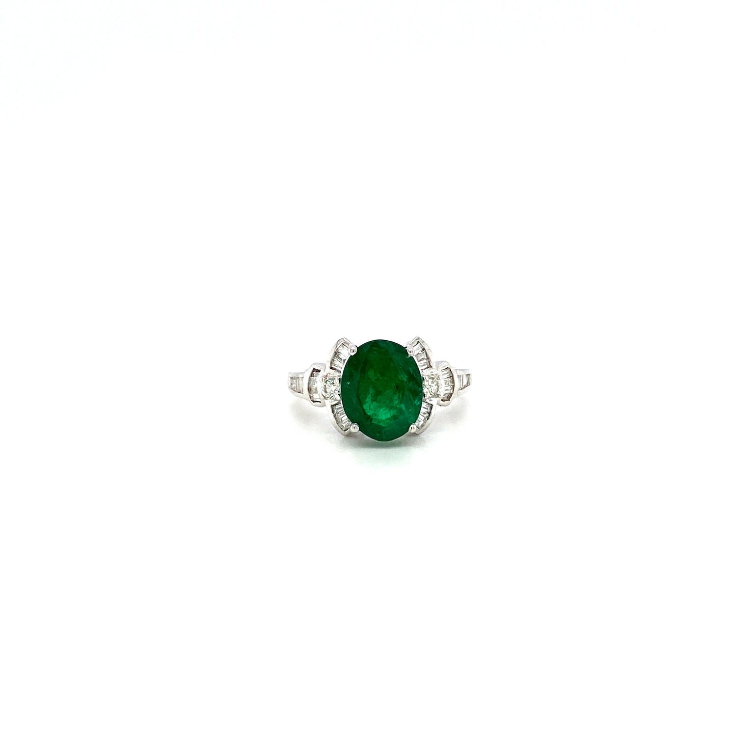 Emerald and Diamond Ring in 18K White Gold - KGR 12792-0