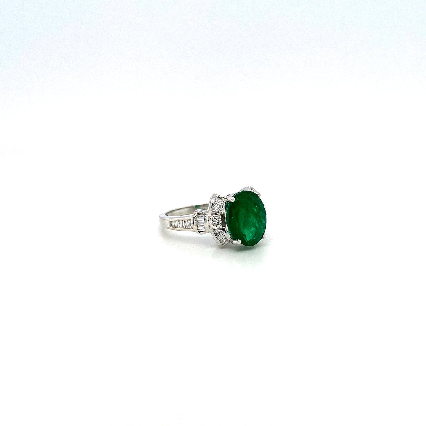 Emerald and Diamond Ring in 18K White Gold - KGR 12792-1