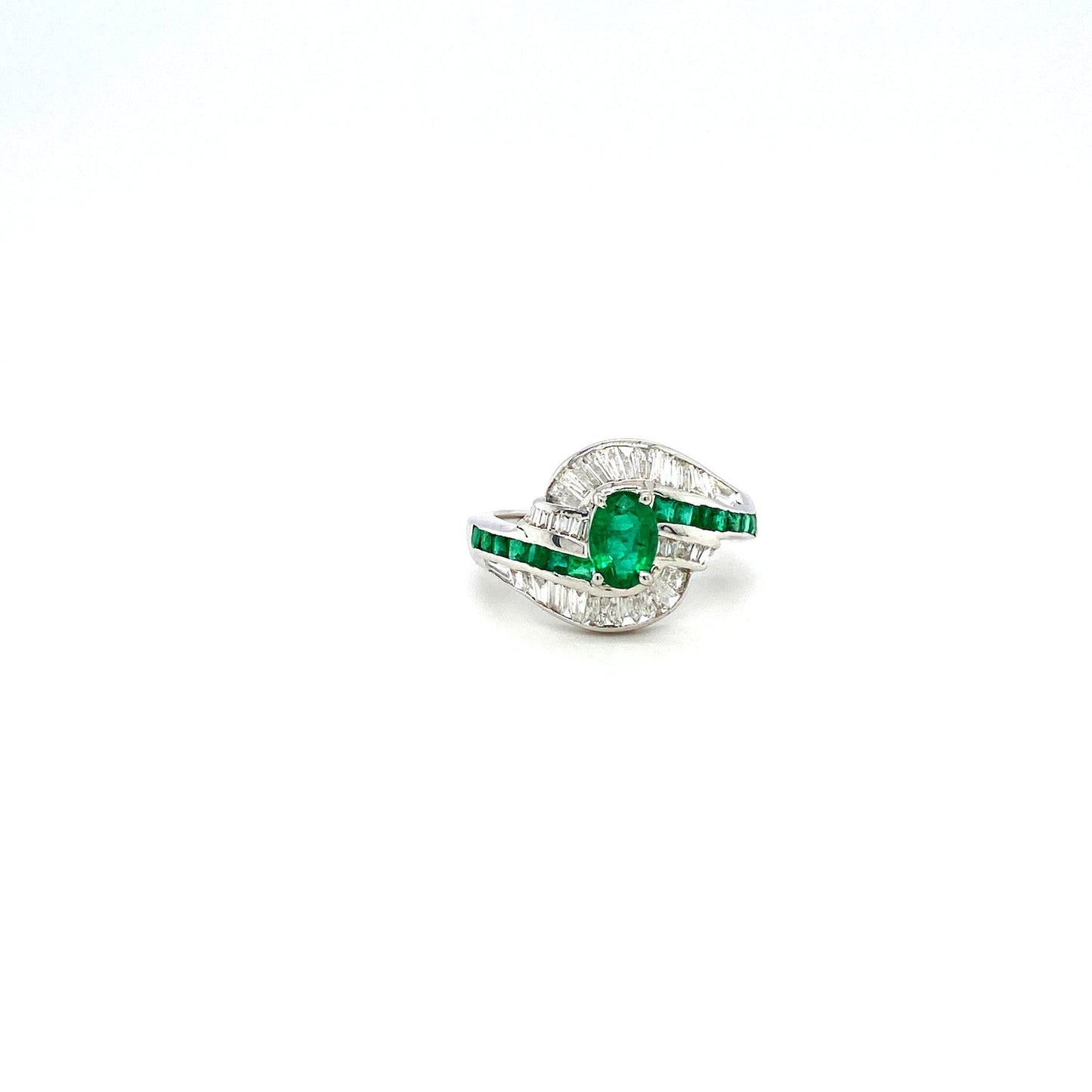 Emerald and Diamond Ring in 18K White Gold - KGR 14190-0