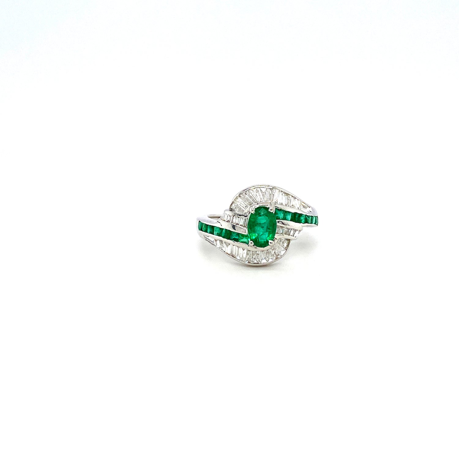 Emerald and Diamond Ring in 18K White Gold - KGR 14190-0