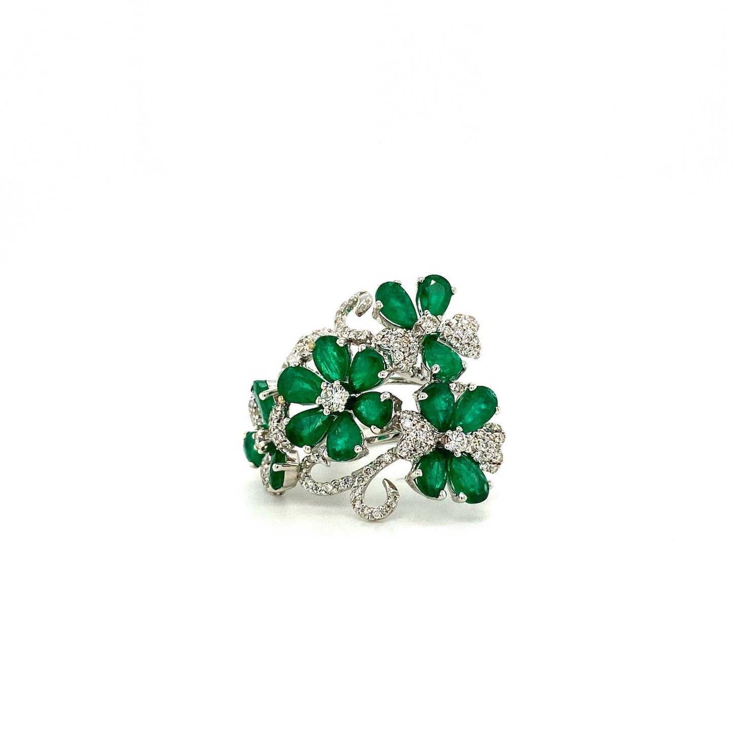 Emerald and Diamond Ring in 18K White Gold - KGR 14861-0