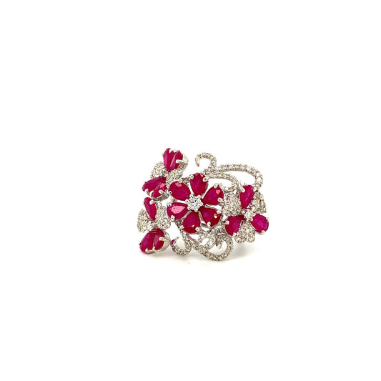 Ruby and Diamond Ring in 18K White Gold - KGR 14920-0