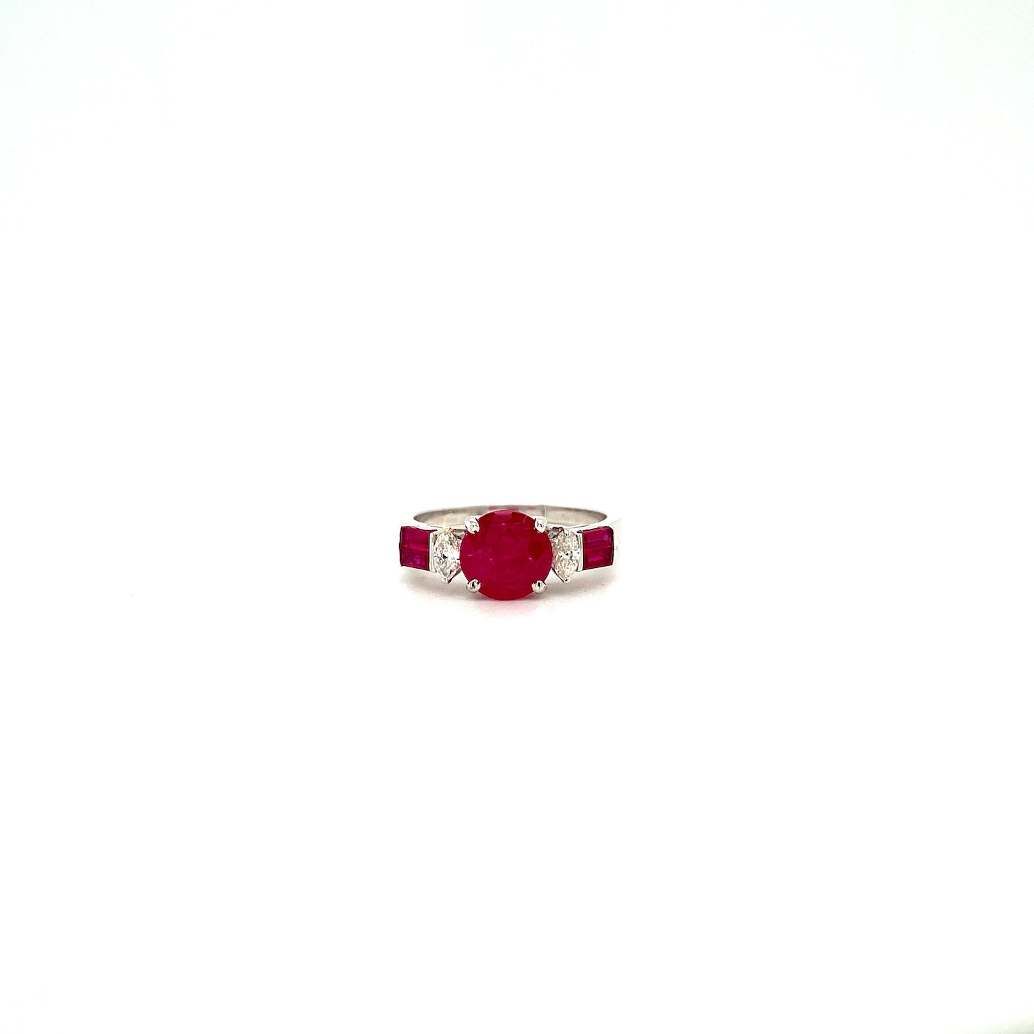 Ruby and Diamond Ring in 18K White Gold - KGR 16654-0