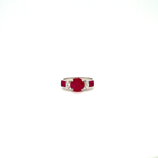 Ruby and Diamond Ring in 18K White Gold - KGR 16654-0