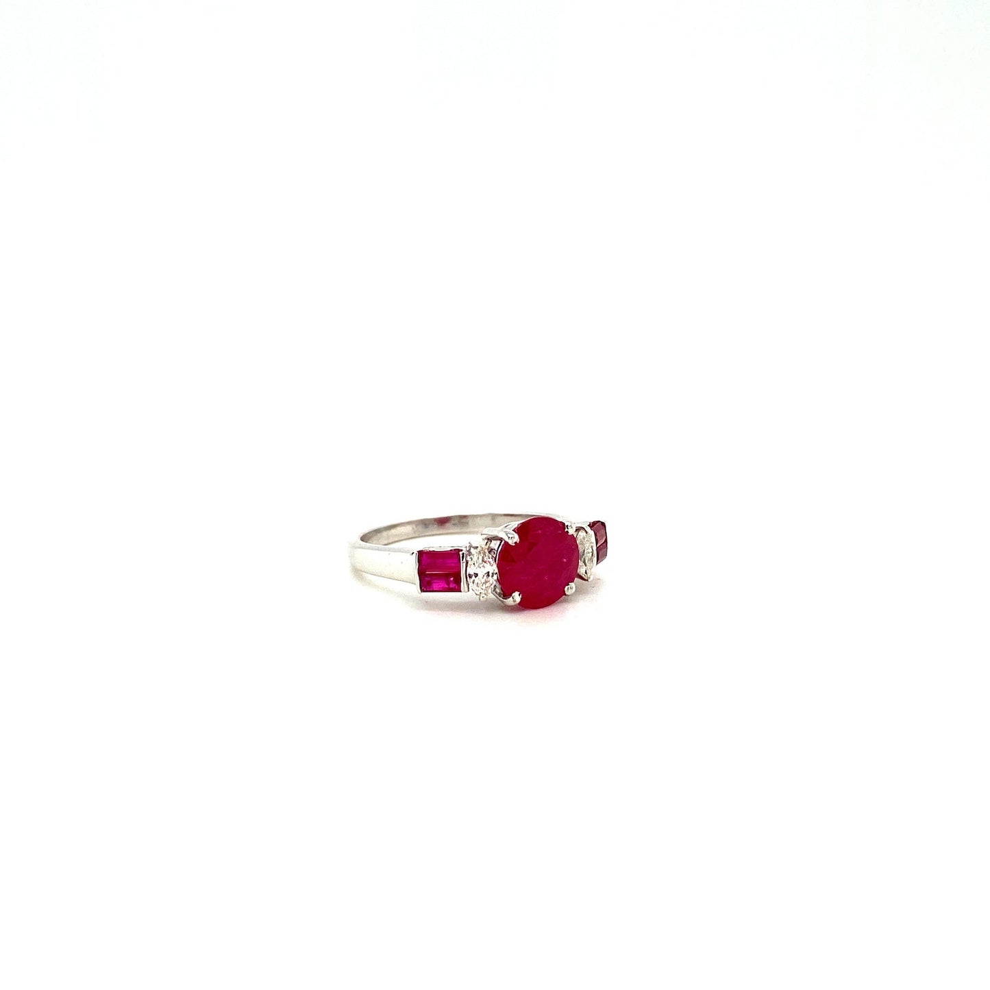 Ruby and Diamond Ring in 18K White Gold - KGR 16654-1