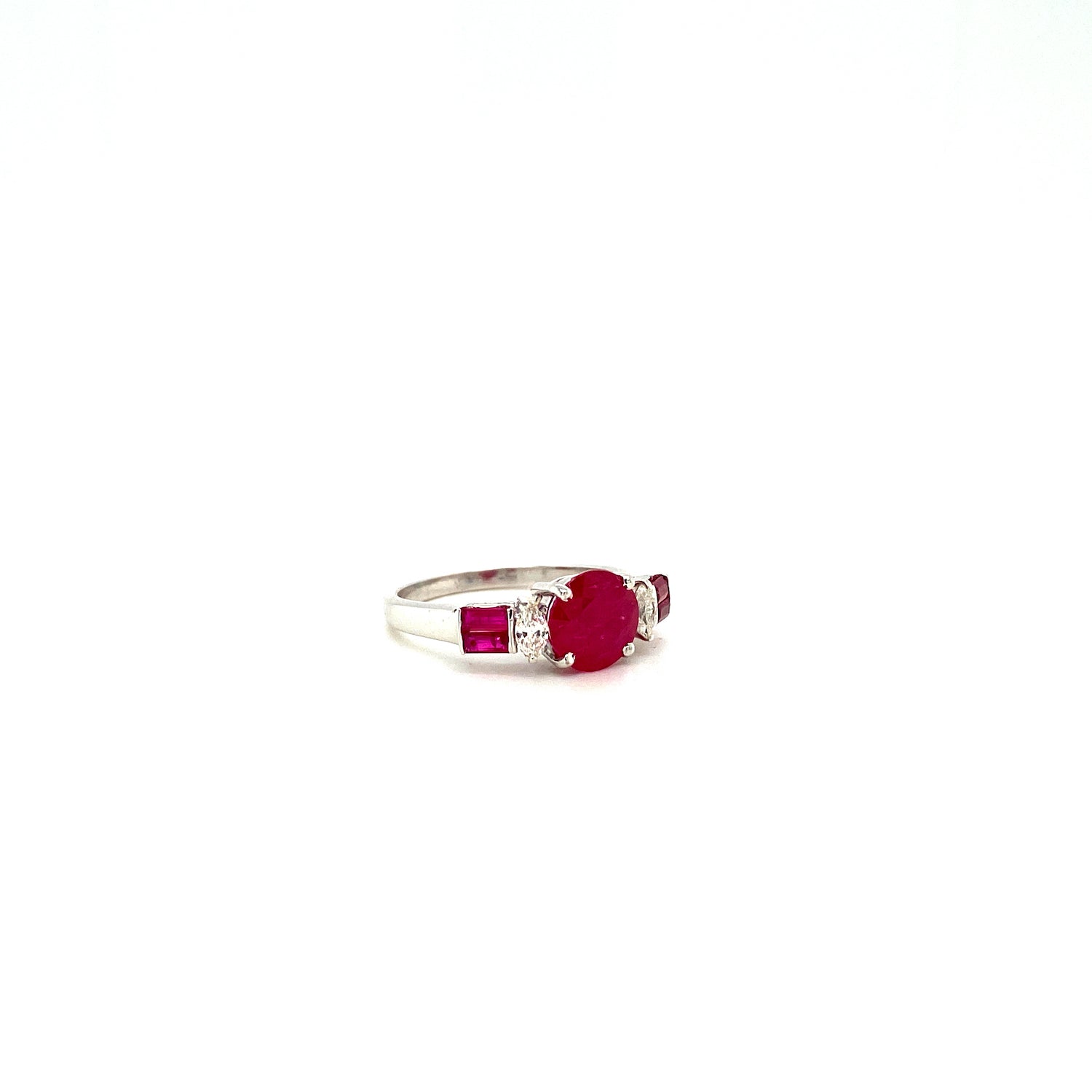Ruby and Diamond Ring in 18K White Gold - KGR 16654-1