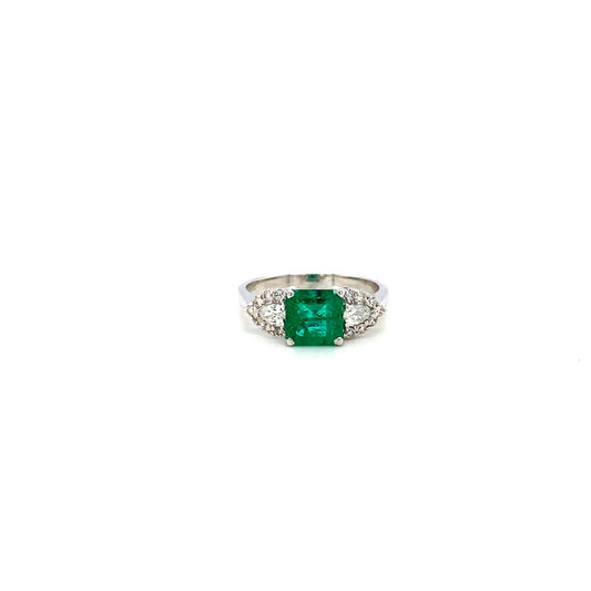Emerald and Diamond Ring in 18K White Gold - KGR 17089-0
