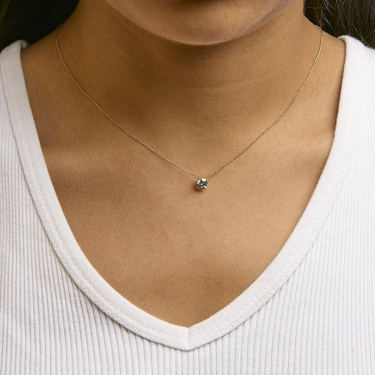 14K Gold Floating 1/2 Cttw Lab Grown Diamond Solitaire Pendant Necklace - 18" Inches