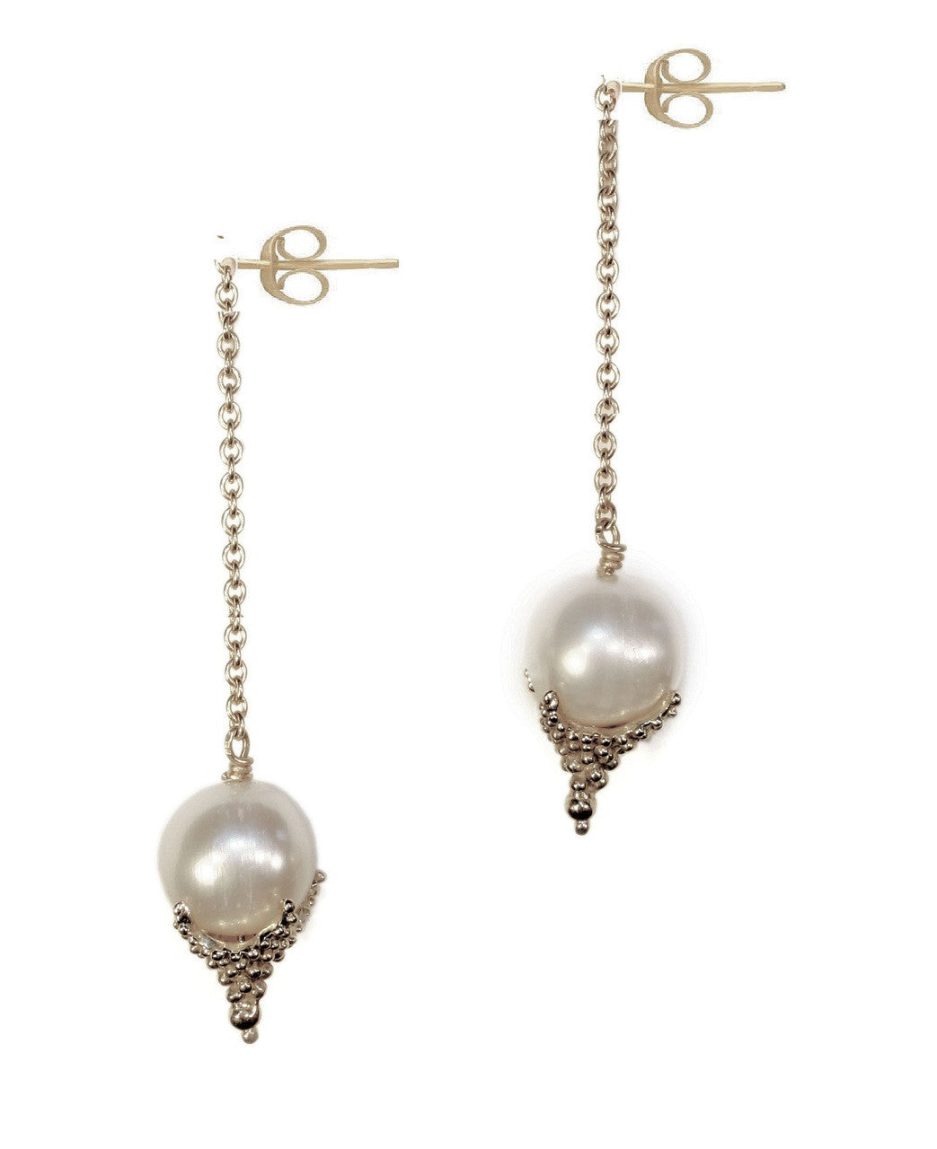 Pearl Drop Earrings-Small Dots in 18K Gold-6