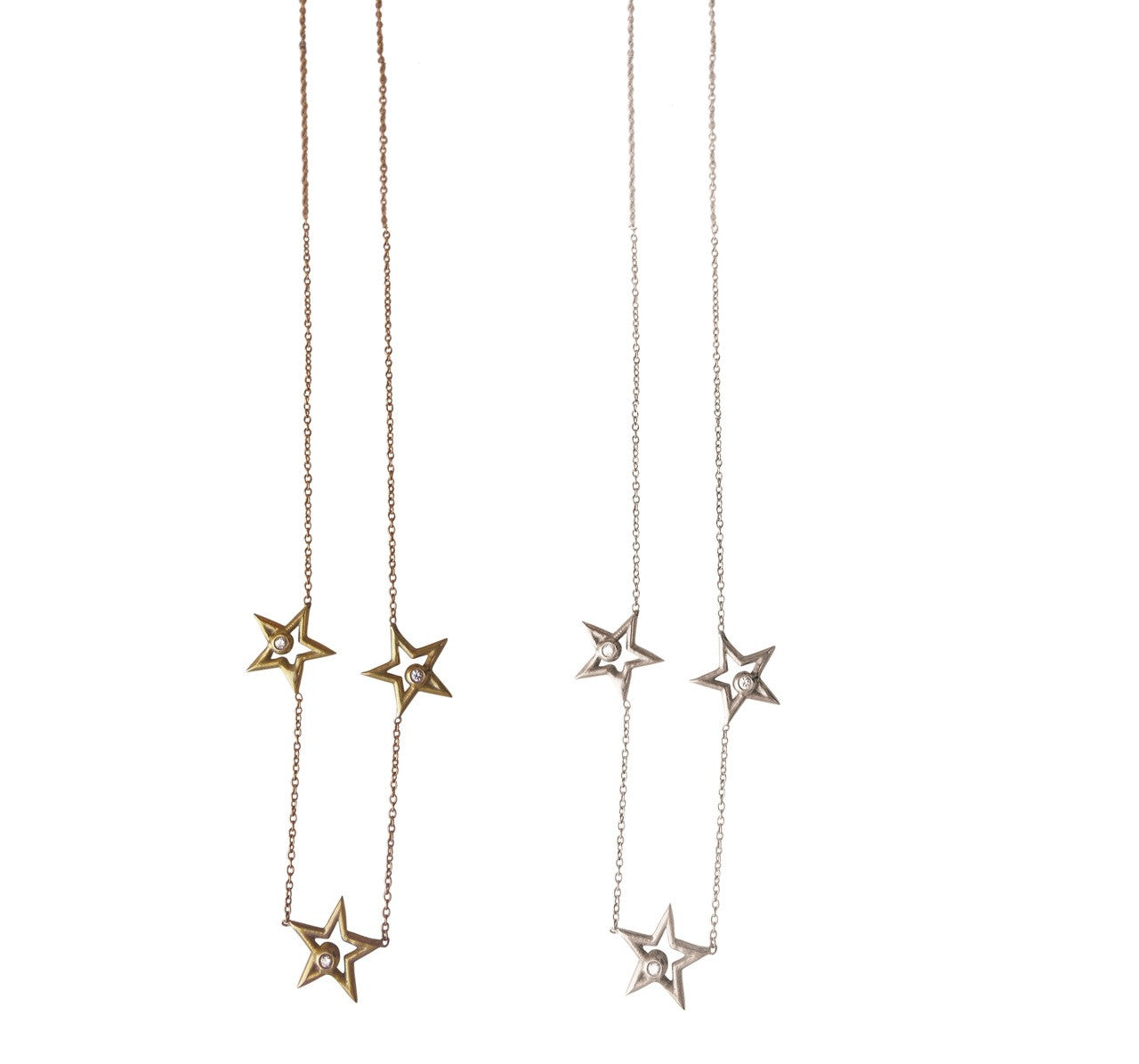 Stars- Three Stars Necklace-18K gold with diamonds-0