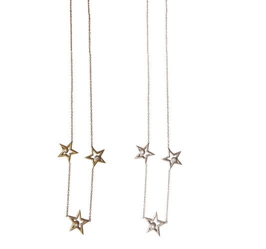 Stars- Three Stars Necklace-18K gold with diamonds-0