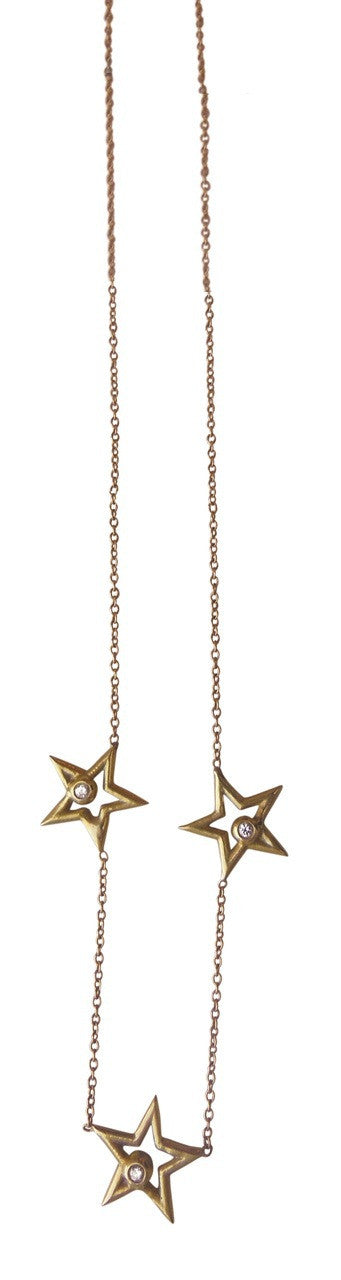 Stars- Three Stars Necklace-18K gold with diamonds-2