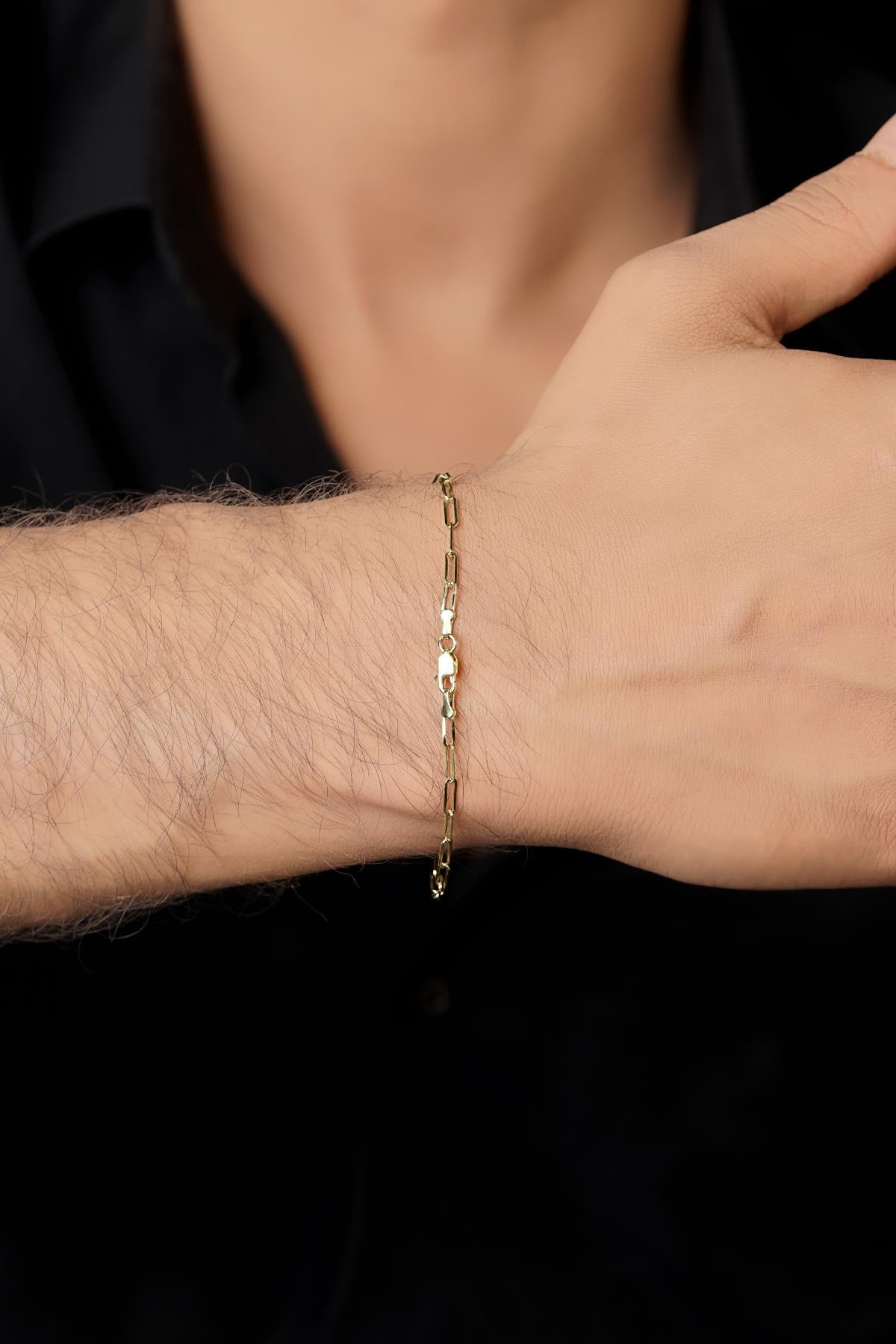 Men's 14ct Gold Paperclip Link Bracelet