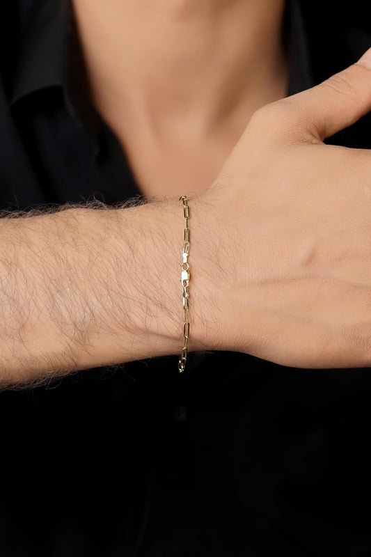 Men's 14ct Gold Paperclip Link Bracelet